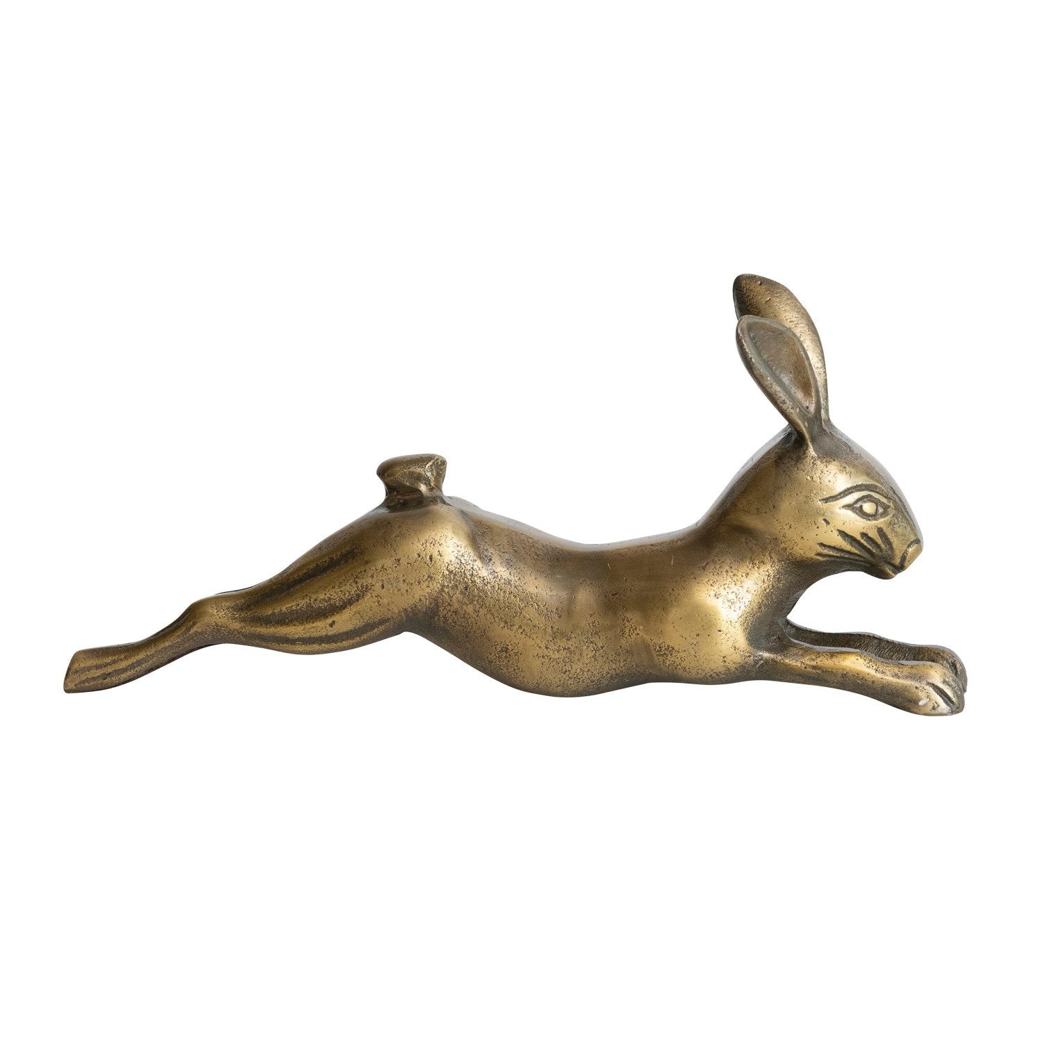 Cast Aluminum Rabbit, Antique Brass Finish