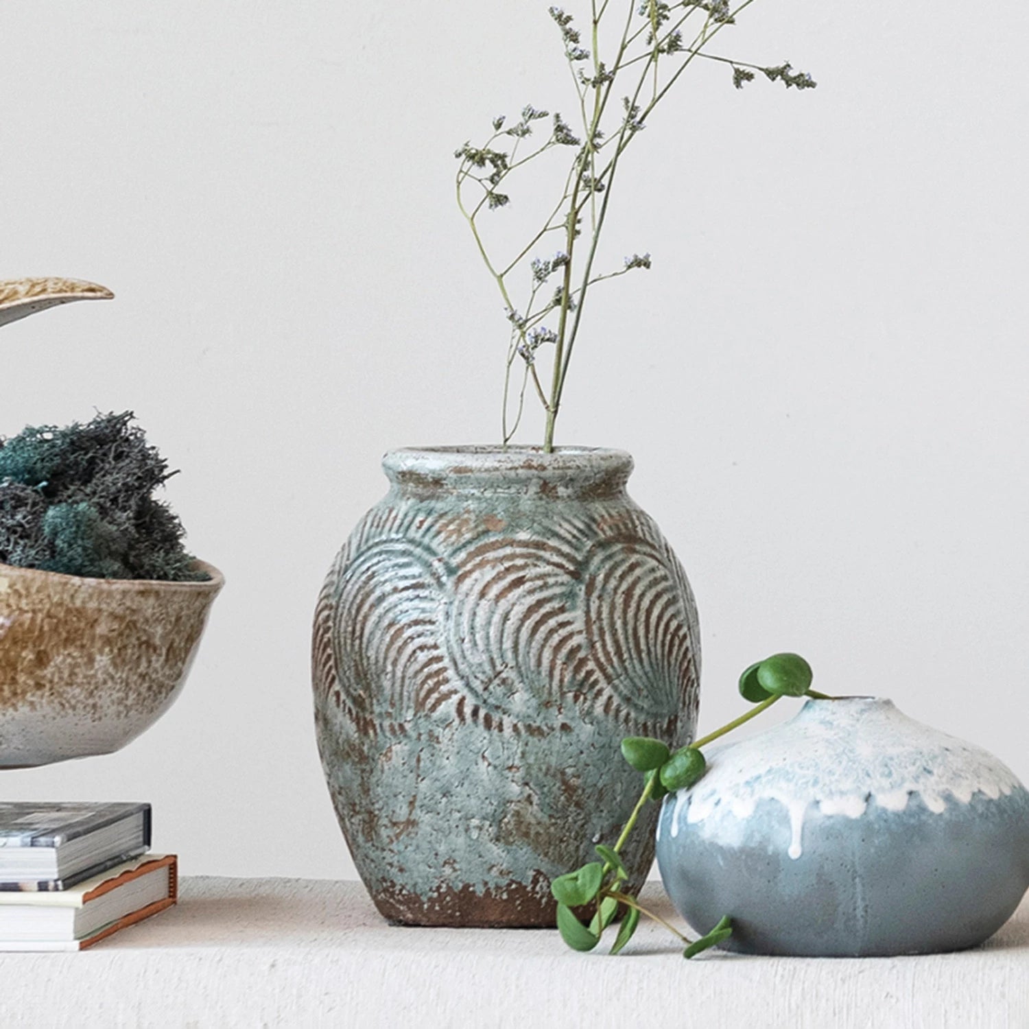 Embossed Terracotta Vase