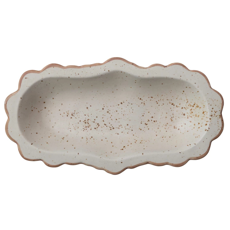 Folklore Scalloped Platter Cream Speckled