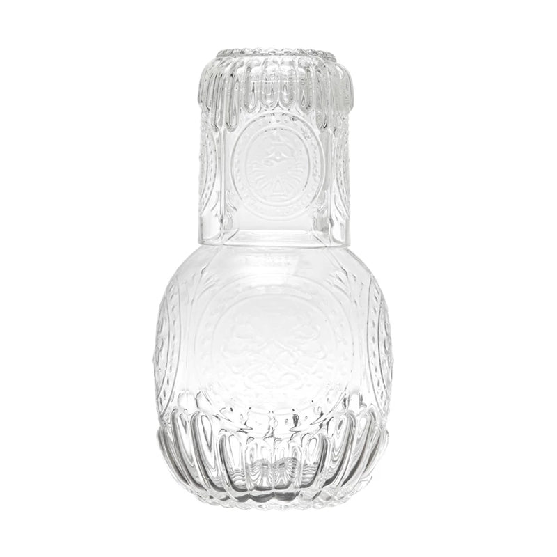 Embossed Glass Carafe Decanter