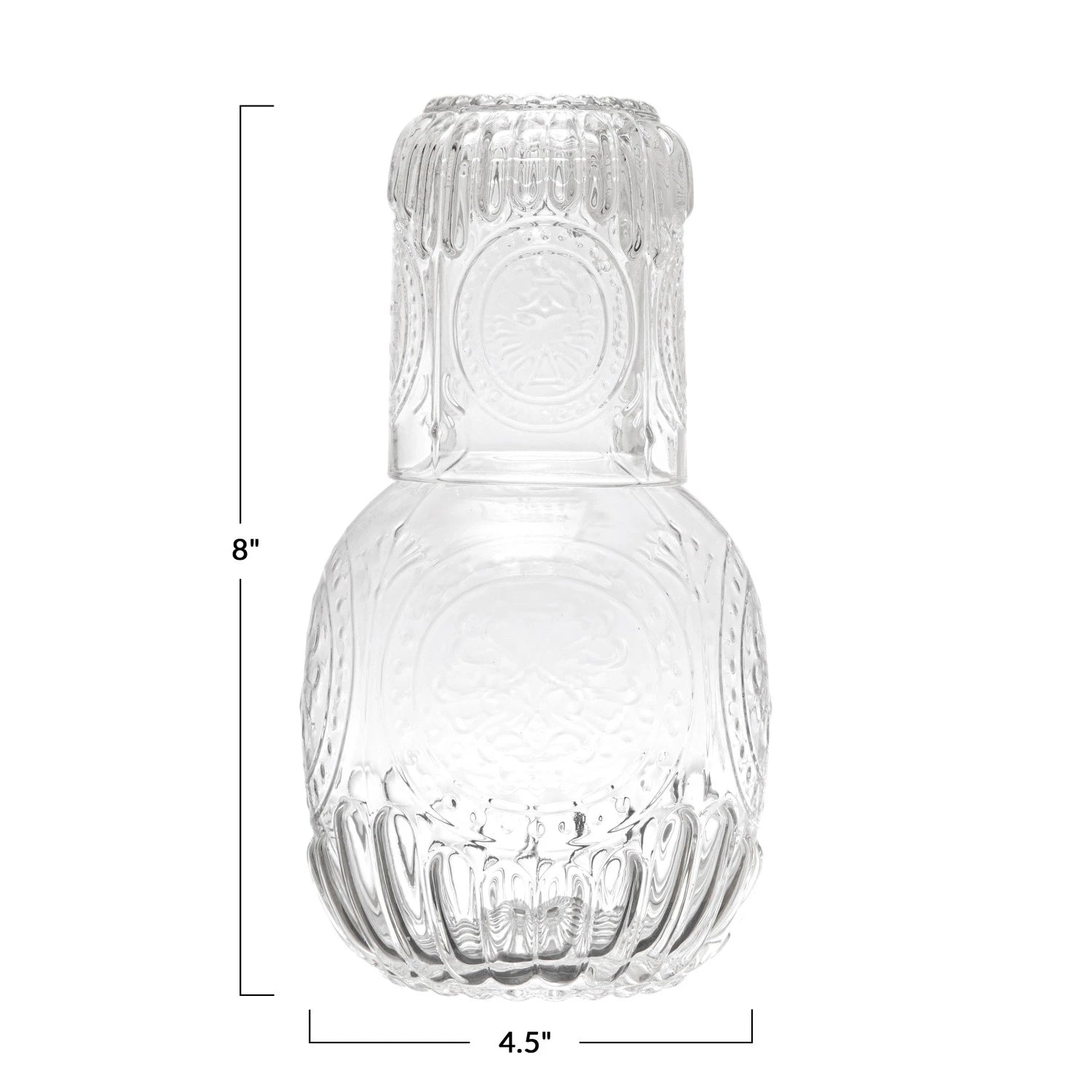 Embossed Glass Carafe Decanter