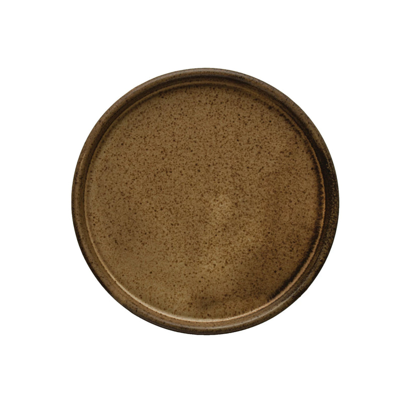 Stoneware Plate, Reactive Glaze, Brown