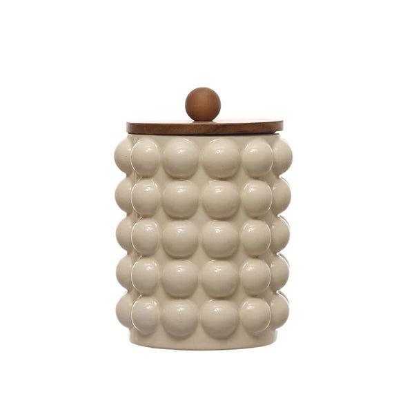 Bubble Canister with Acacia Wood Lid