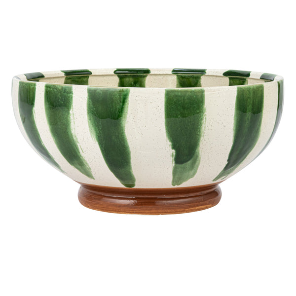 Green Striped Footed Bowl