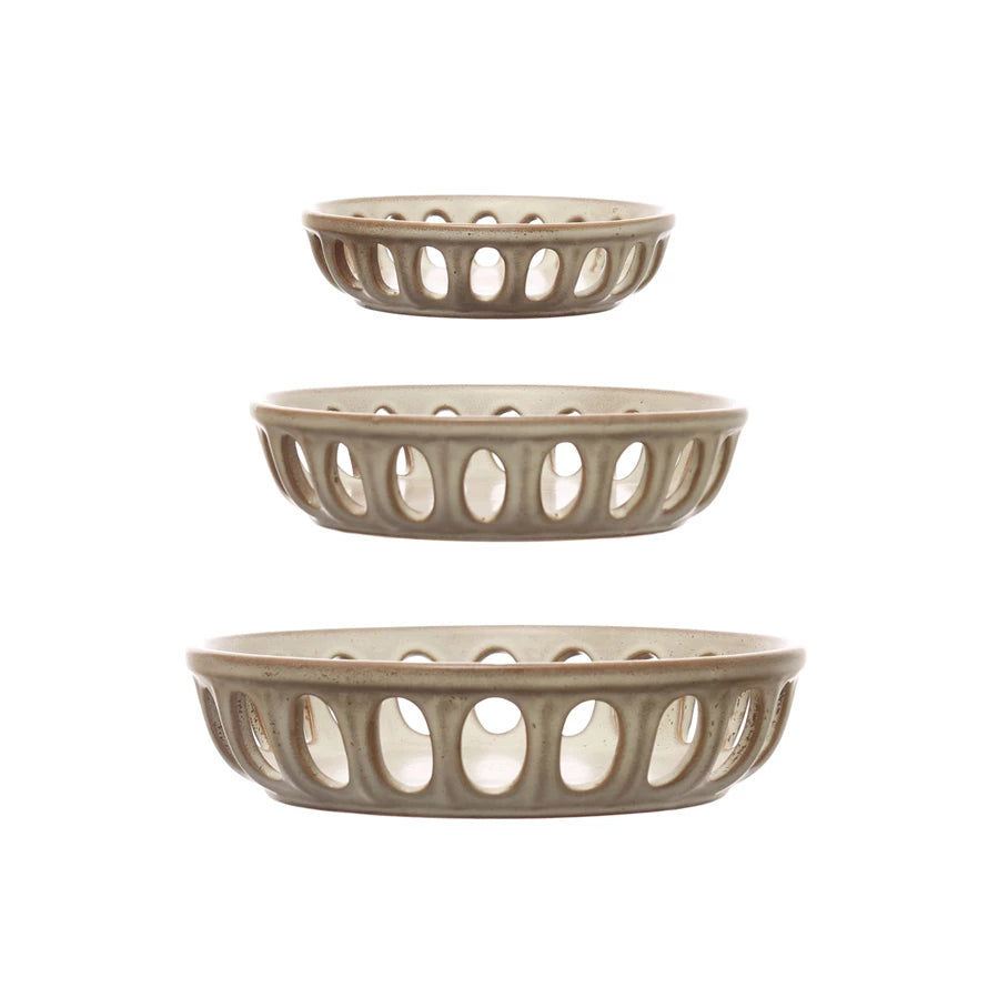 Basket Bowls, Beige, Set of 3