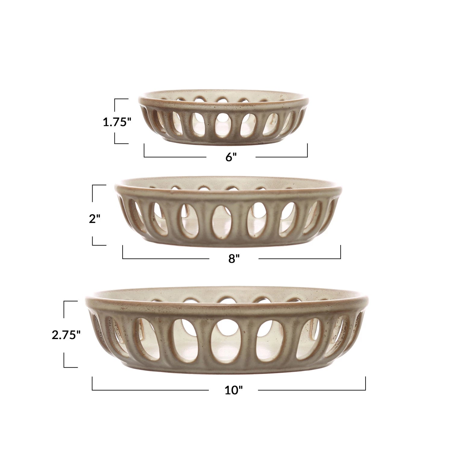 Basket Bowls, Beige, Set of 3