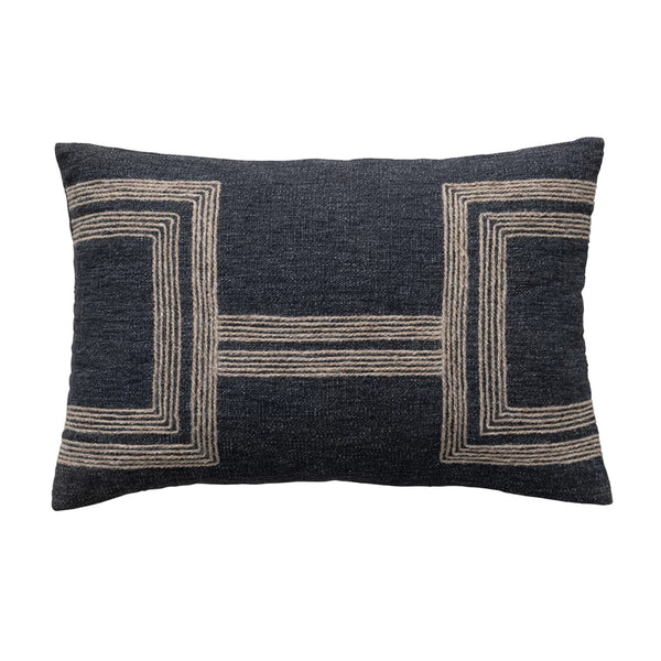 Jute Embroidery Lumbar Pillow