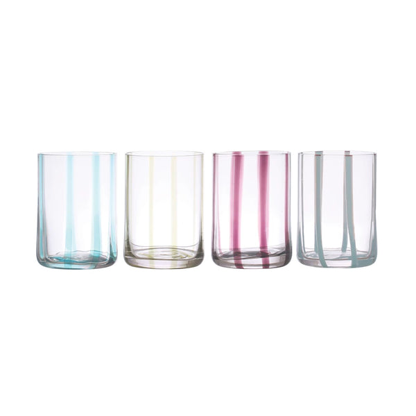 Hand-Painted Striped Drinking Glass