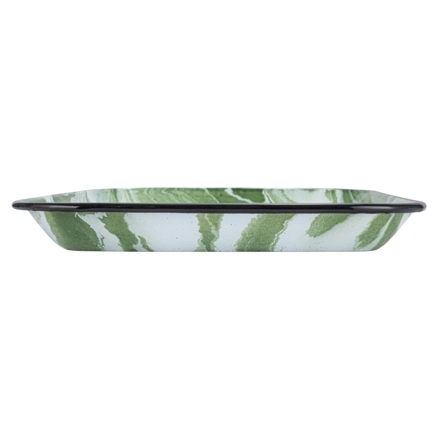 Green and White Marbled Enameled Tray