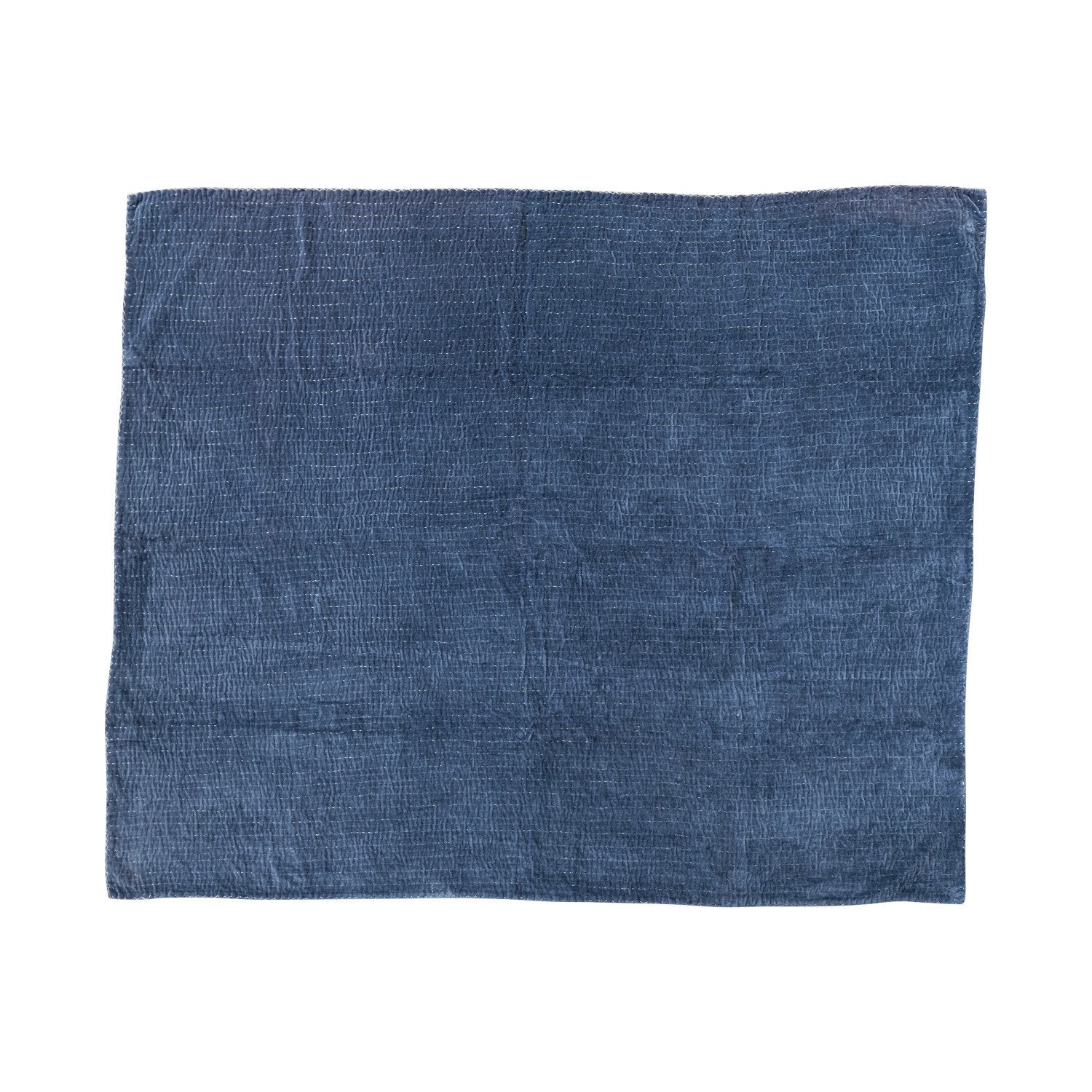 Cotton Velvet Throw w/ Kantha Stitch & Blanket Stitch Edge