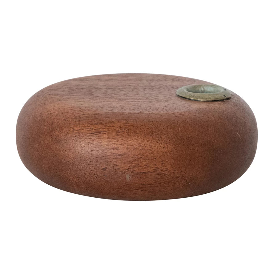 Mango Wood & Metal Taper Holder
