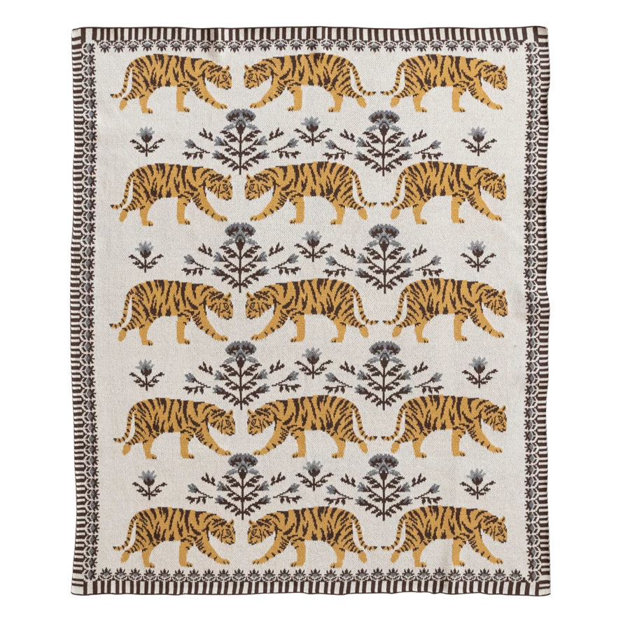 Cotton Knit  Tiger Blanket
