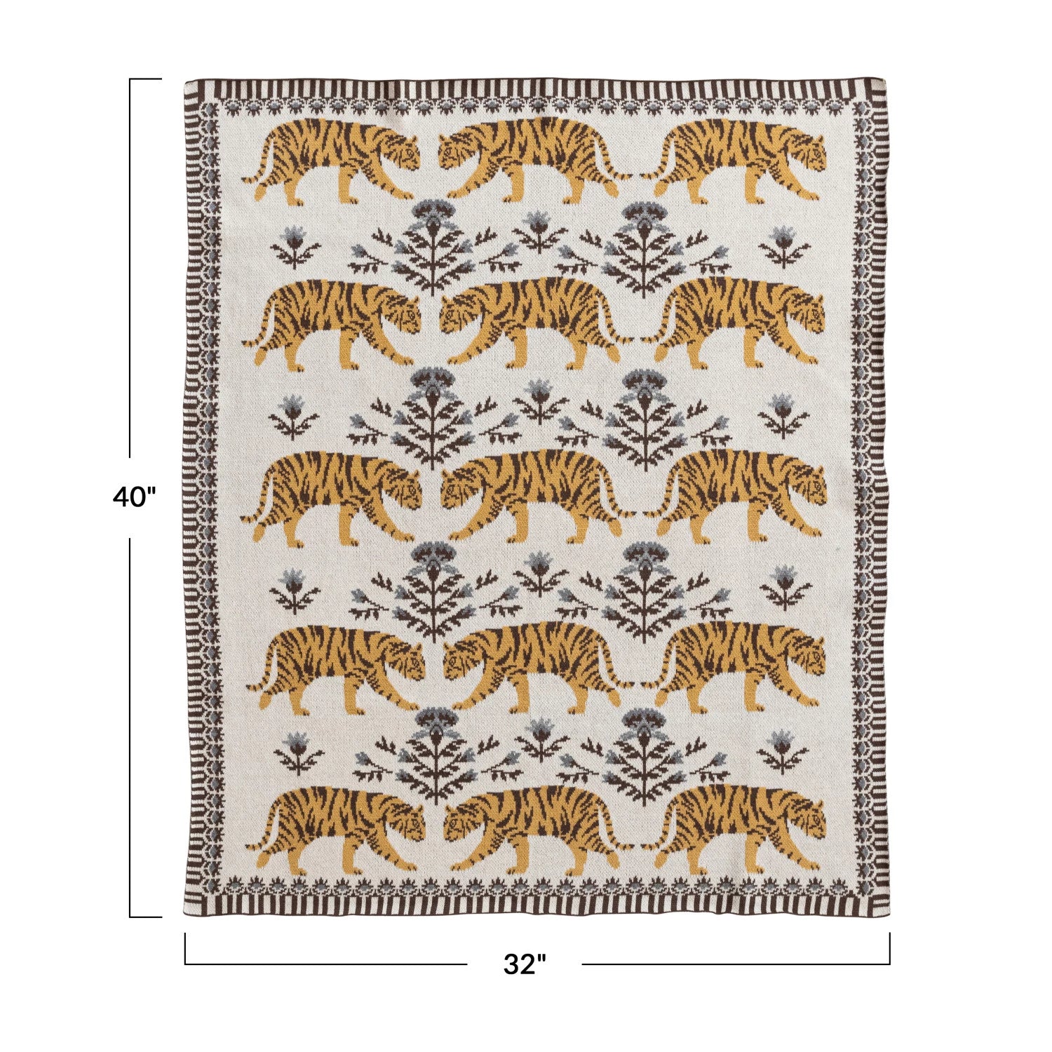 Cotton Knit  Tiger Blanket