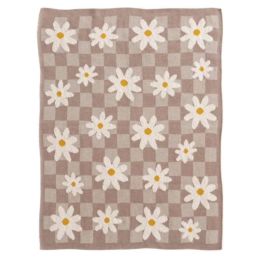 Cotton Knit Daisy Blanket