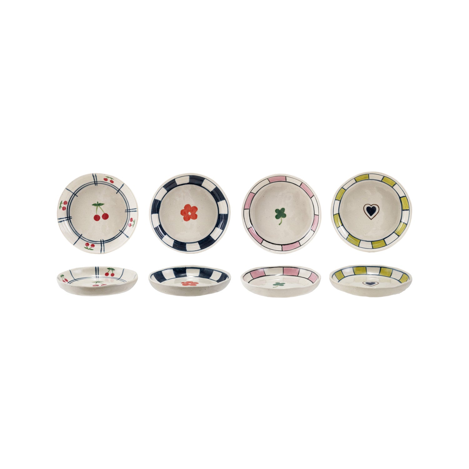 Hand-Painted Stoneware Dish w/ Pattern, 4 Styles