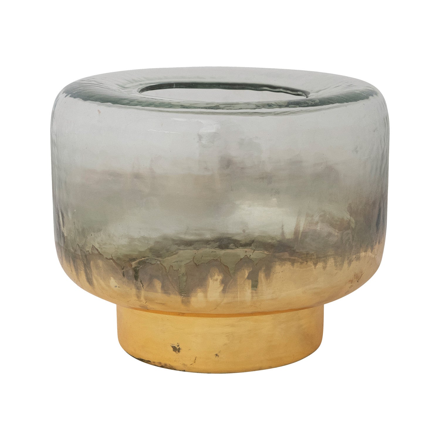 Mercury Glass Hurricane, Gold Finish