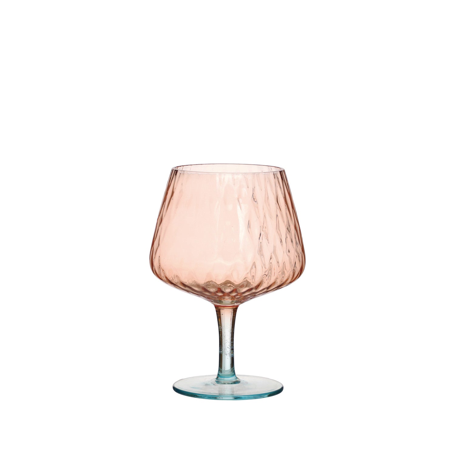14 oz. Two-Tone Stemmed Fluted Wine Glass, Blush Color & Blue