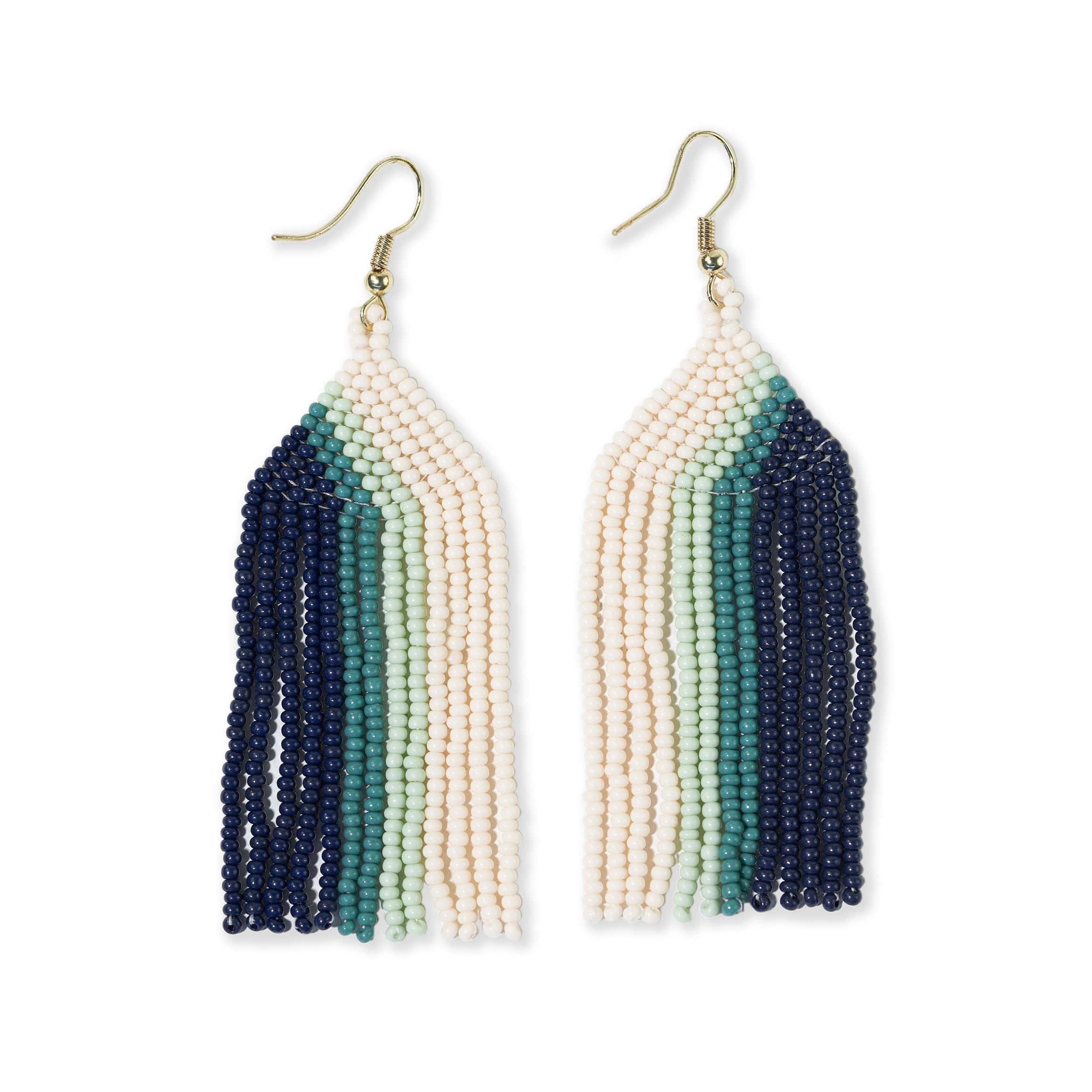 Dolly Vertical Beaded Fringe Earrings