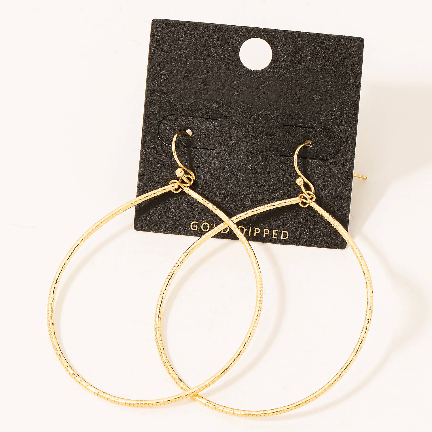 Gold Dipped Textured Tear Hook Drop Earrings