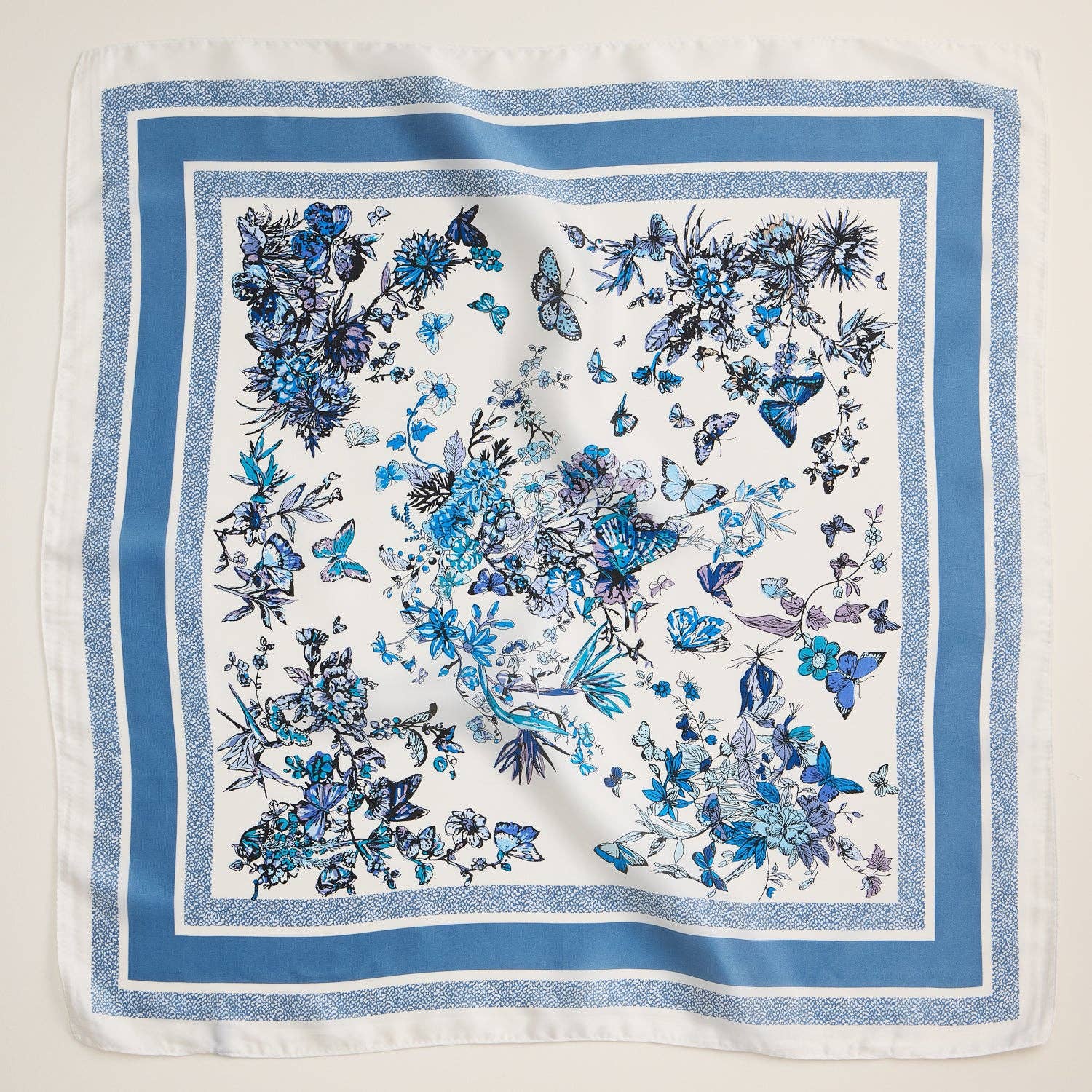 Floral Butterfly Silk Texture Square Scarf