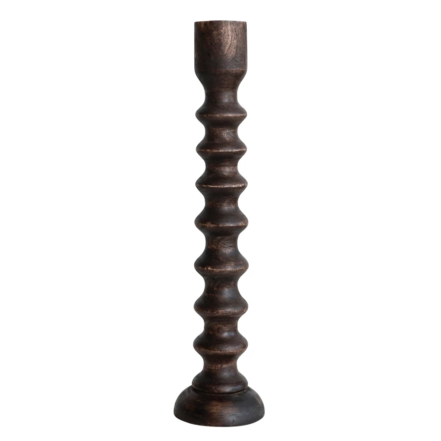 Hand-Carved Wood Taper Holder