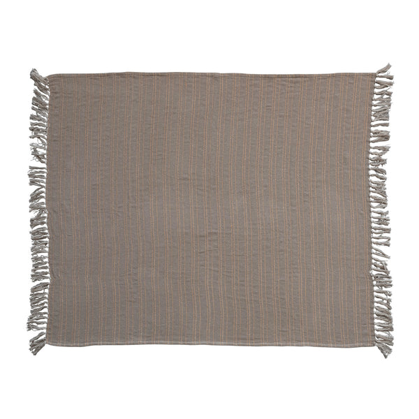 Woven Recycled Cotton Throw w/ Fringe