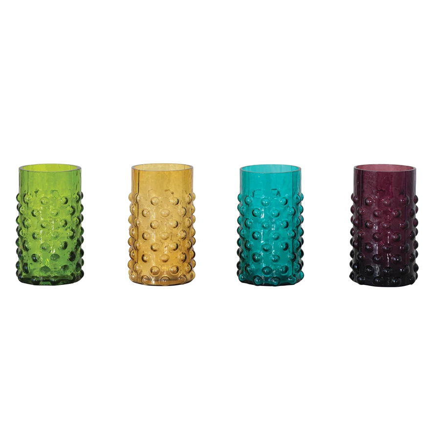 Colored Hobnail Drinking Glass