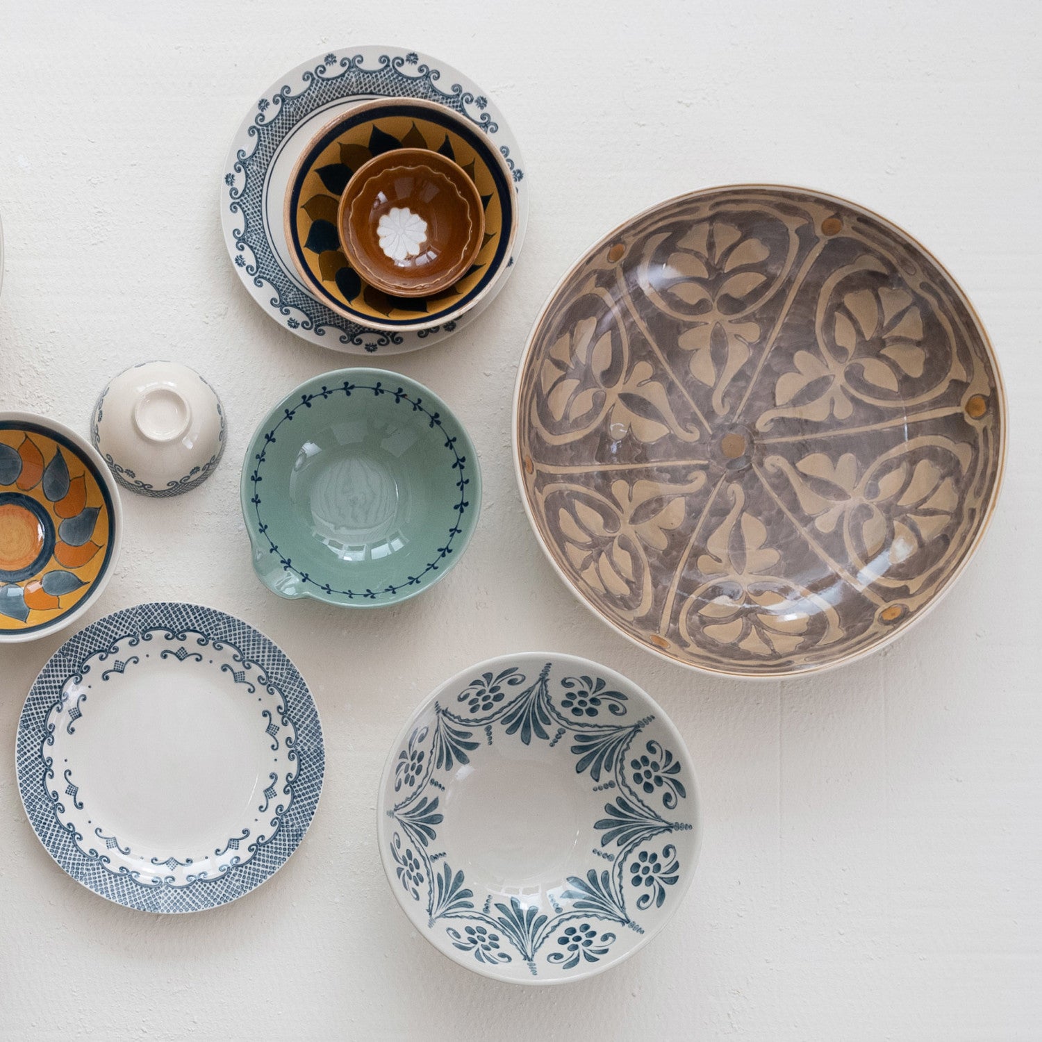 Hand-Painted Bowl Relief Flower