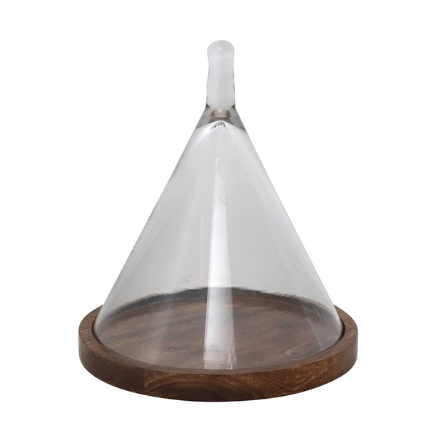 Glass Cone Shaped Cloche with Base