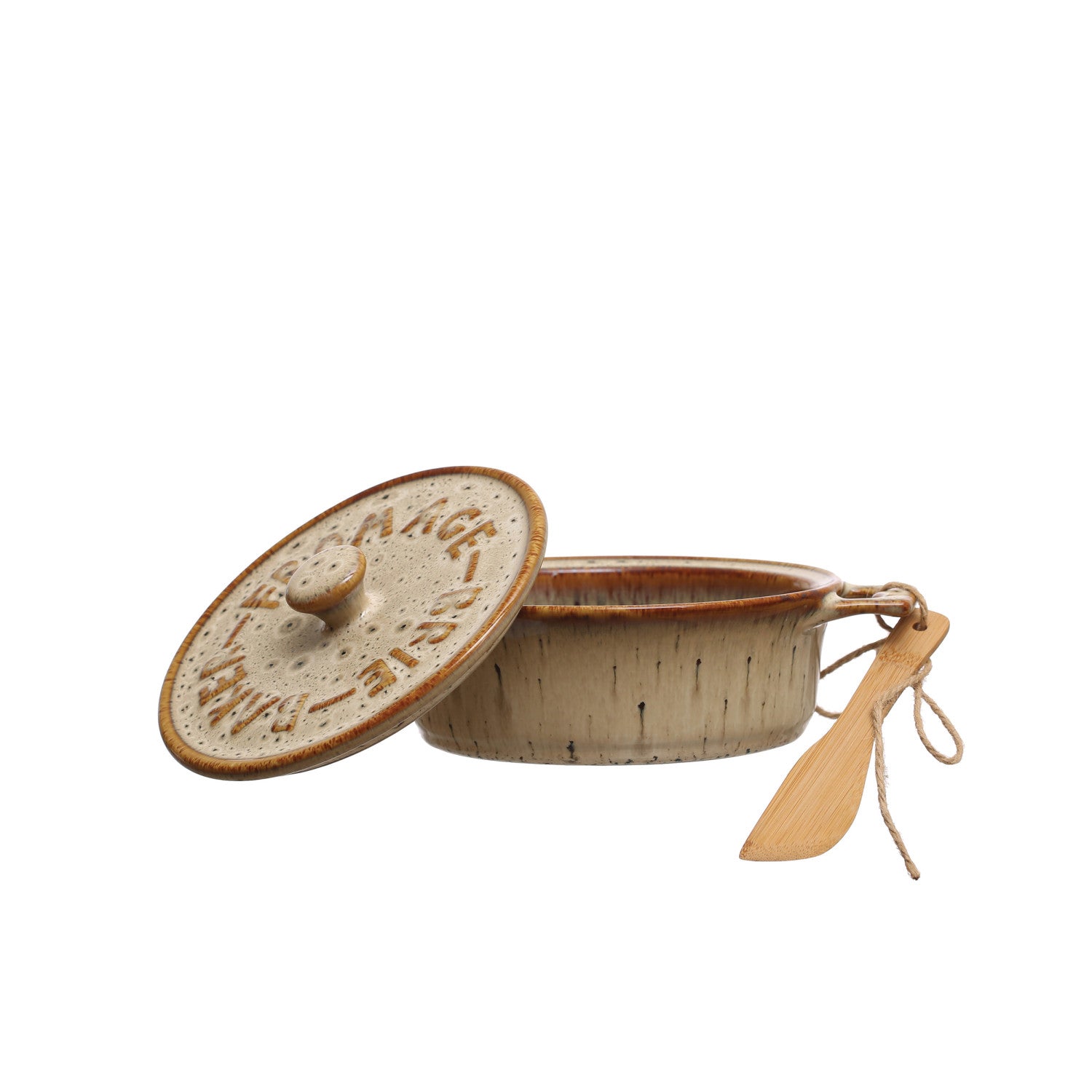 Brie Baker with Bamboo Spreader olive/eggplant