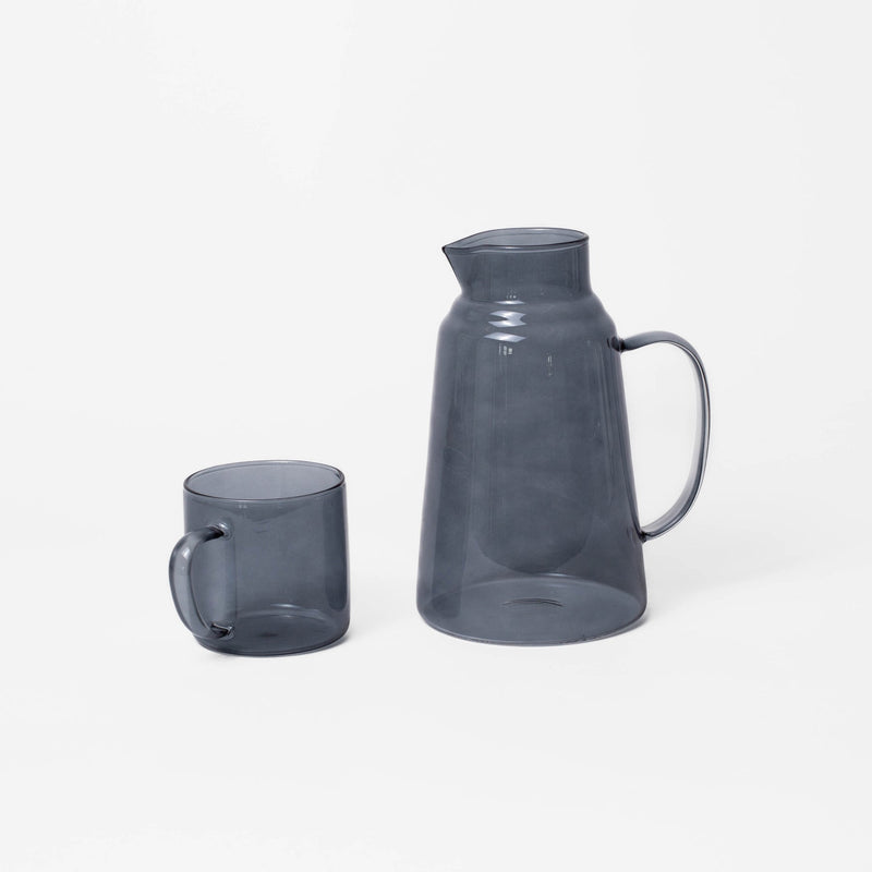 Glass Carafe with Mug, Set of 2
