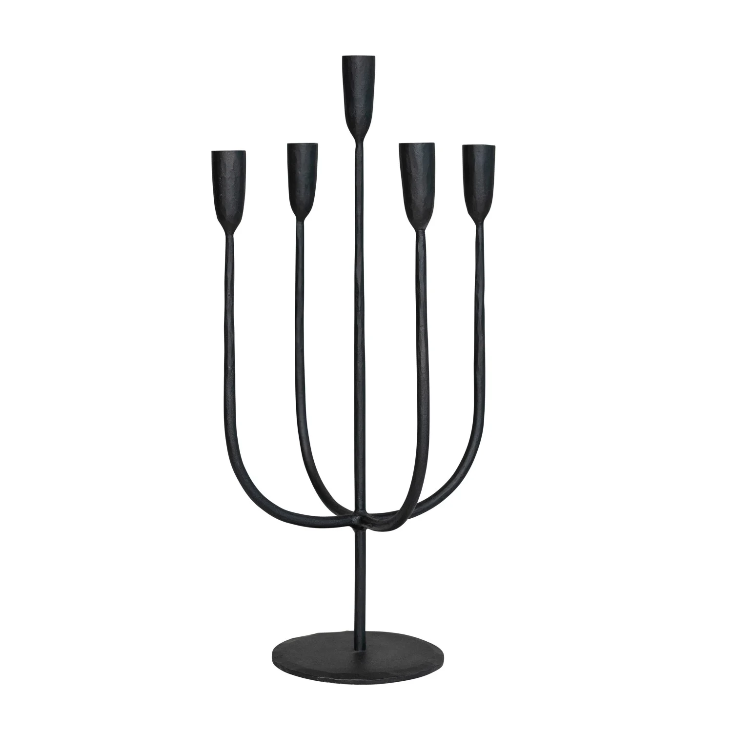 Hand-Forged Metal Candelabra - Black