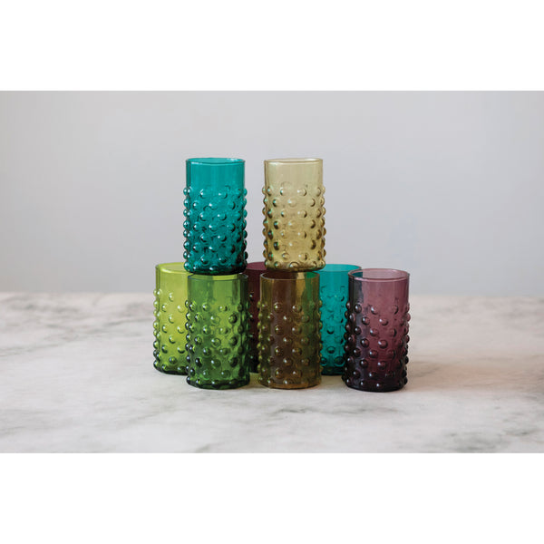 Colored Hobnail Drinking Glass