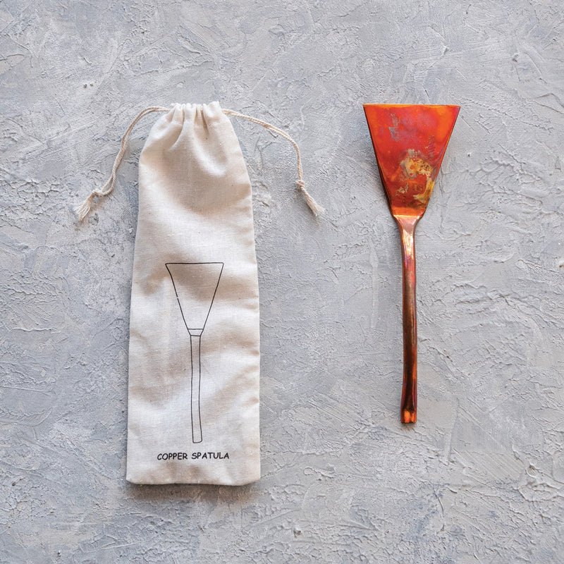 Hand-Forged Copper Spatula in Printed Drawstring Bag