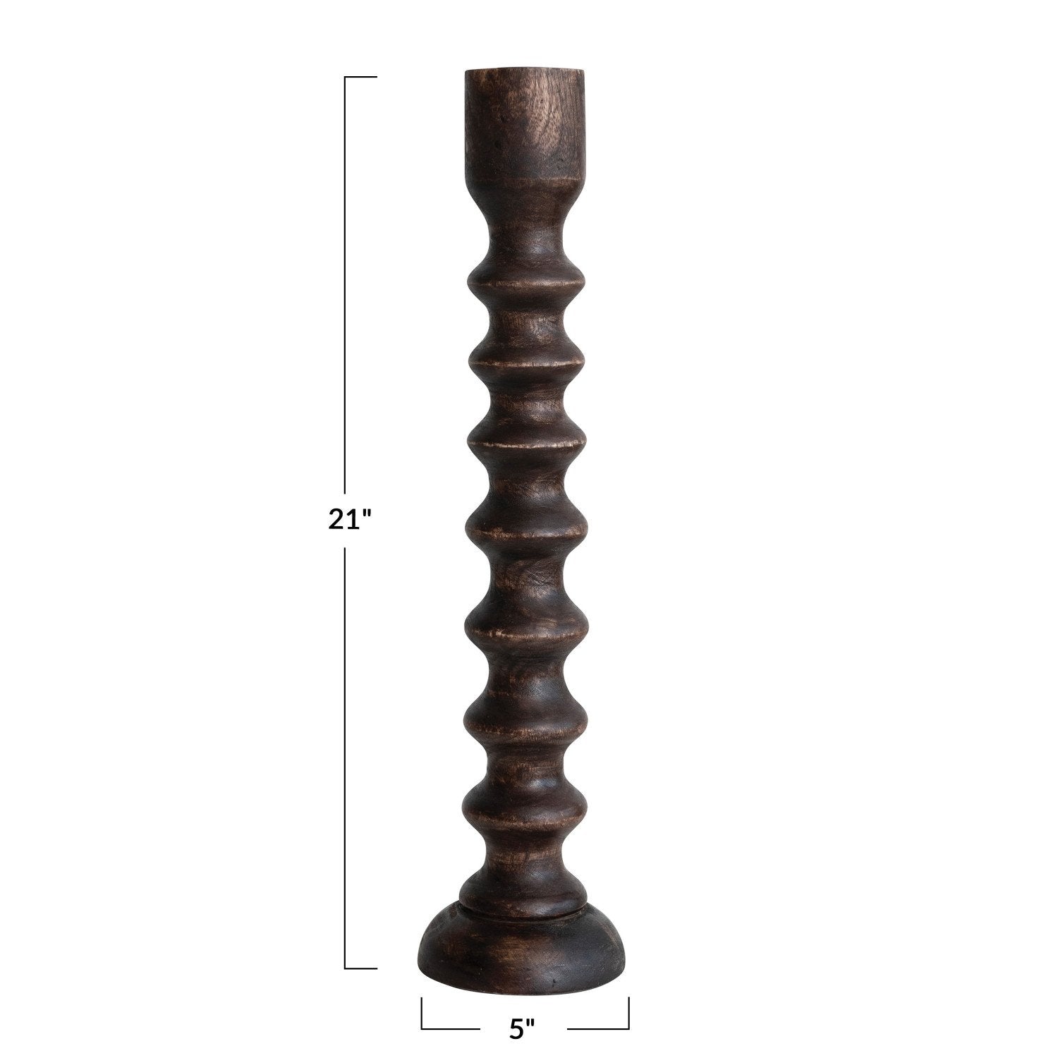 Hand-Carved Wood Taper Holder