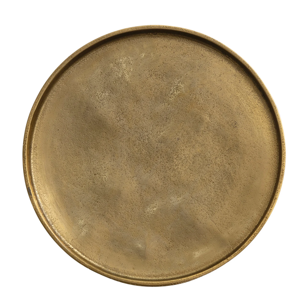 Round Decorative Tray - Antique Gold Finish