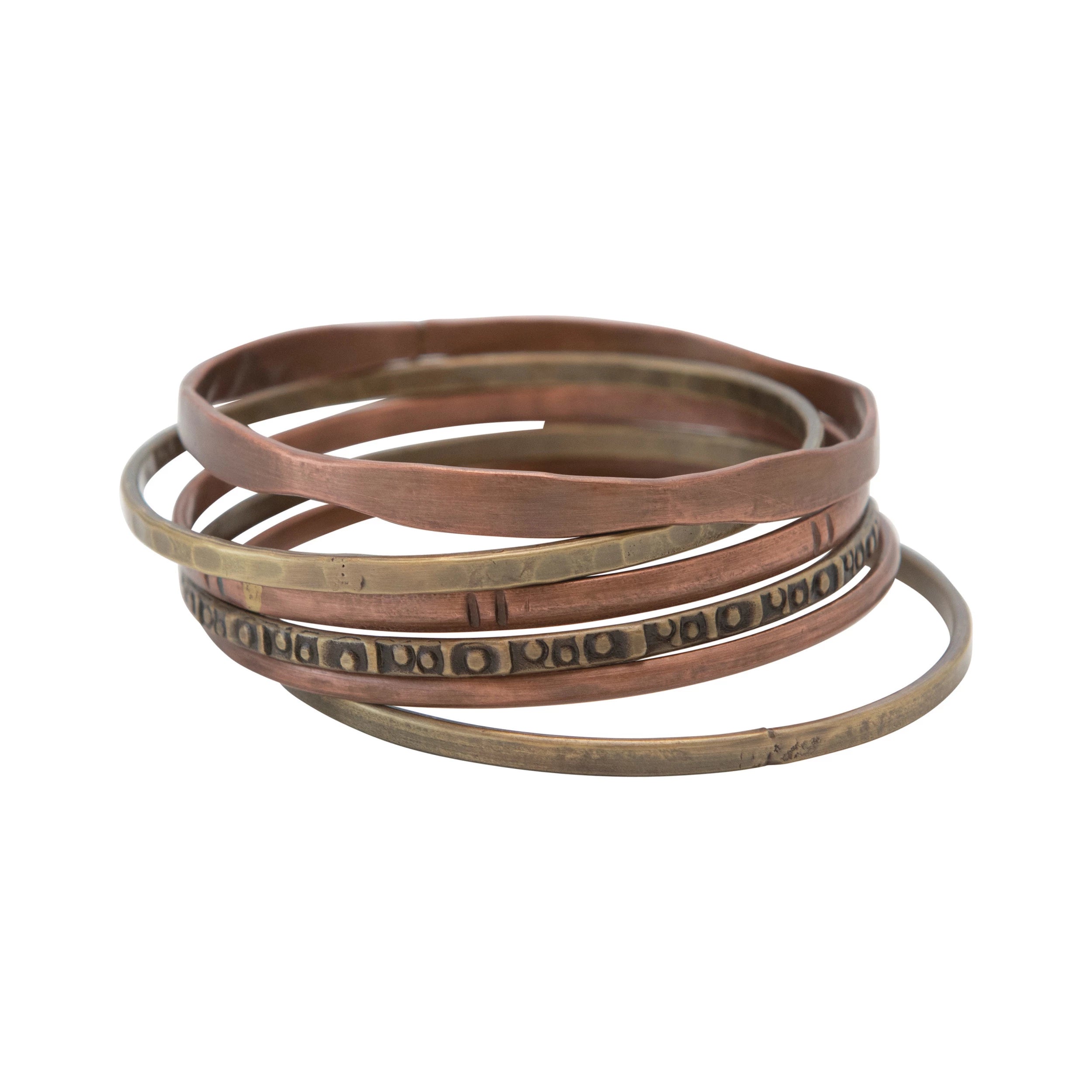 Round Antique Brass and Copper Bangles