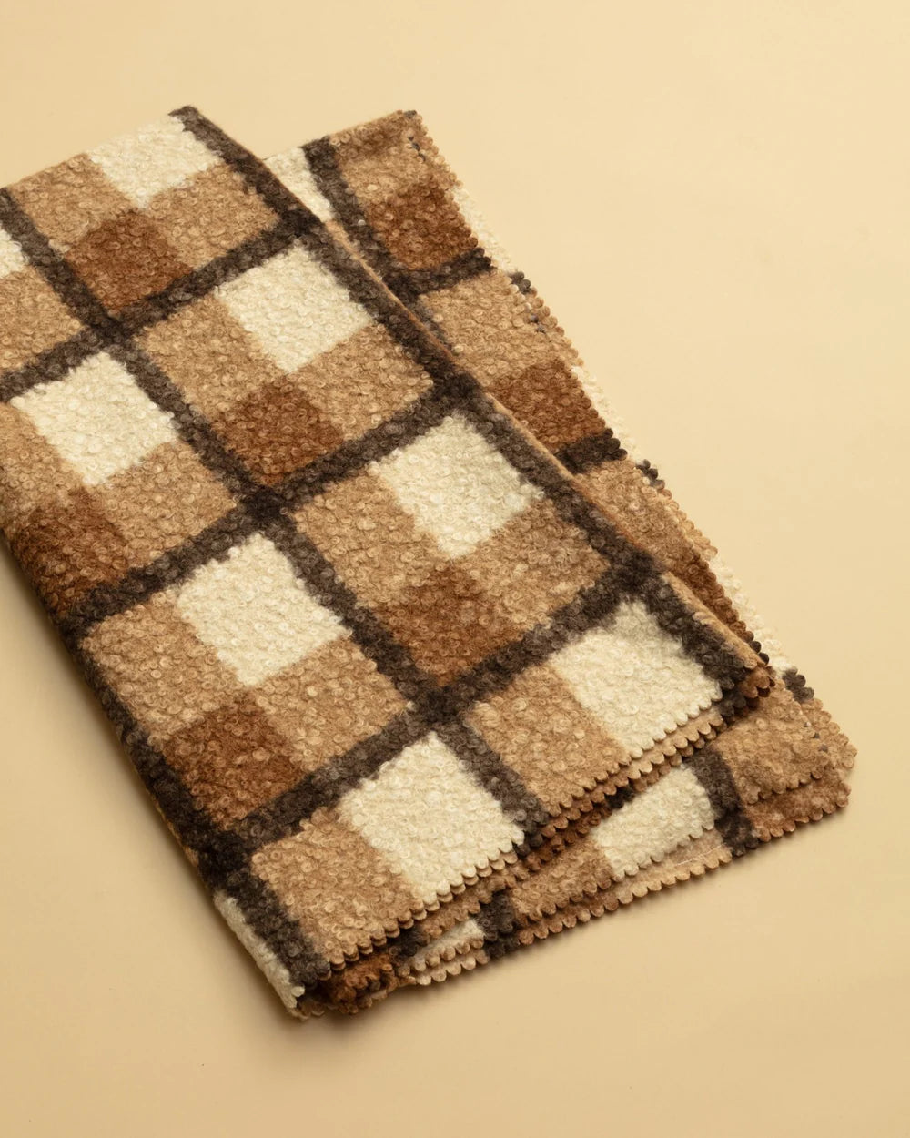 Brown Plaid Sherpa Throw