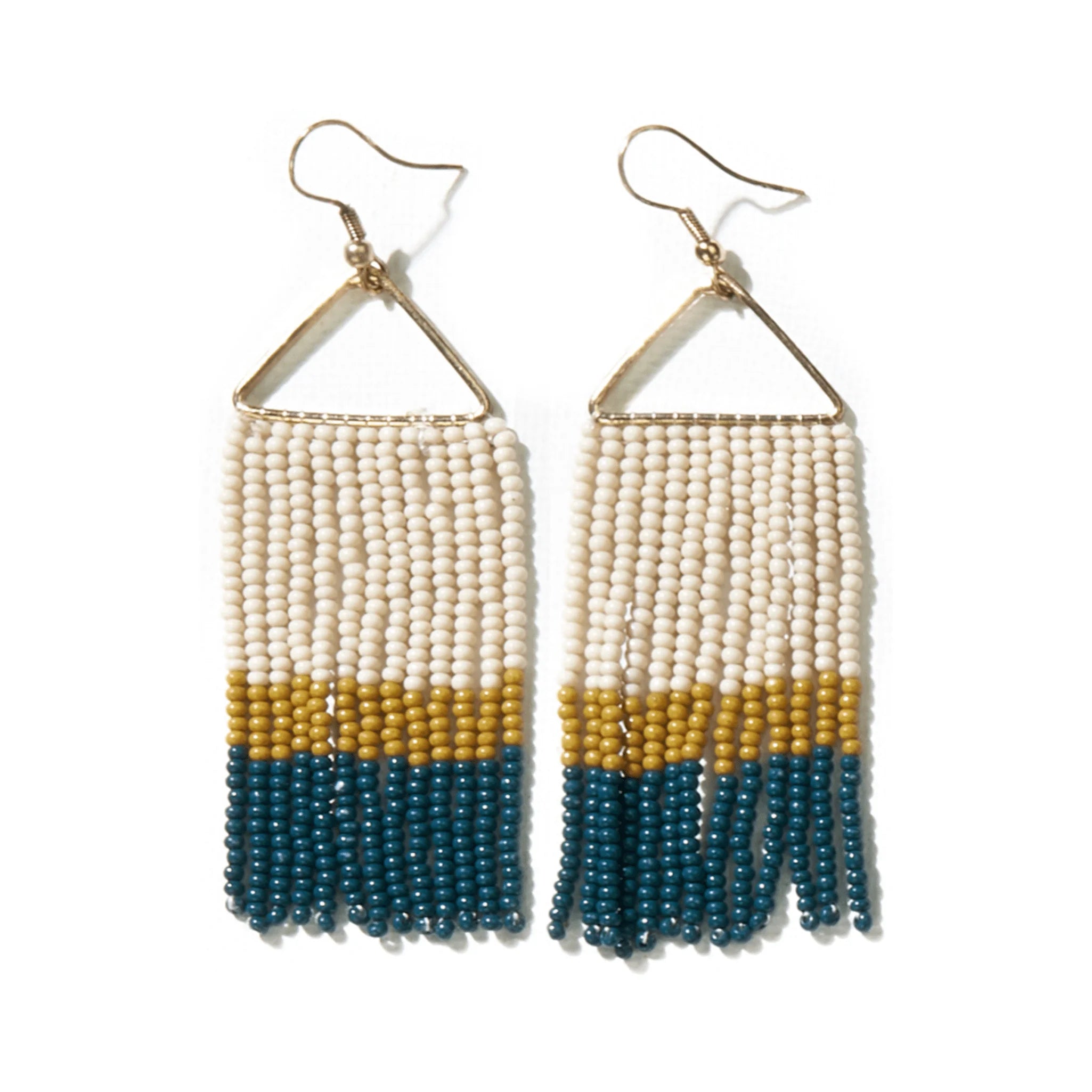 Whitney  Block Stripe Beaded Fringe Earrings