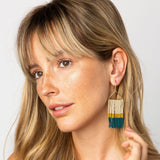 Whitney  Block Stripe Beaded Fringe Earrings