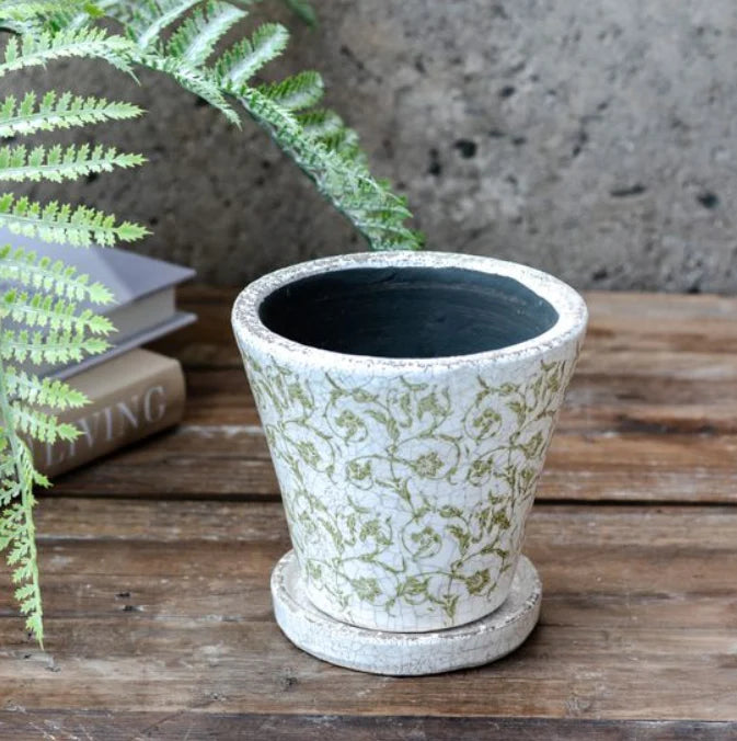 ANTIQUE FLORAL POT