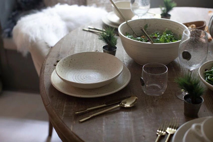 Deep Salad Speckled Ceramic Bowl