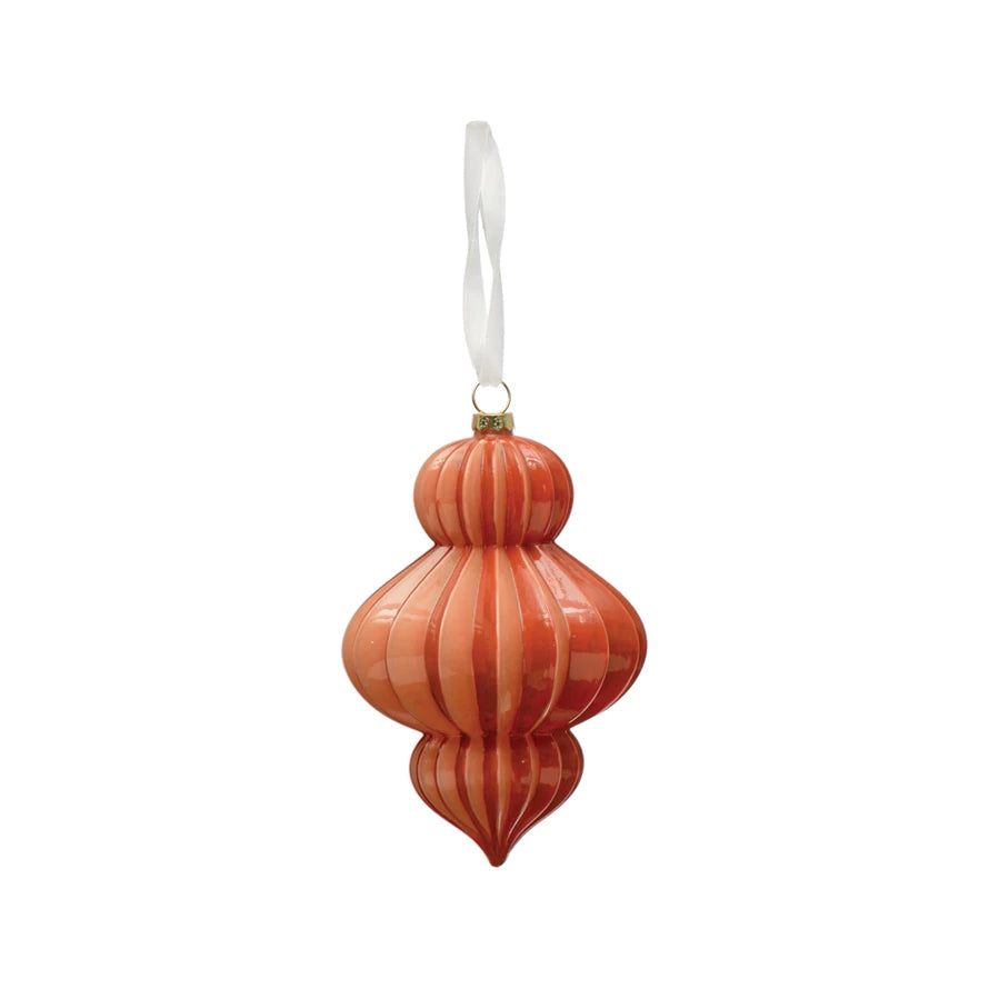 Opaque Coral Pleated Finial