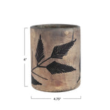 Flocked Leaves Mercury Glass Candle Holder
