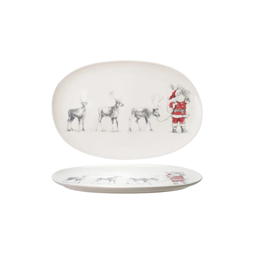 Santa Leading Reindeer Platter