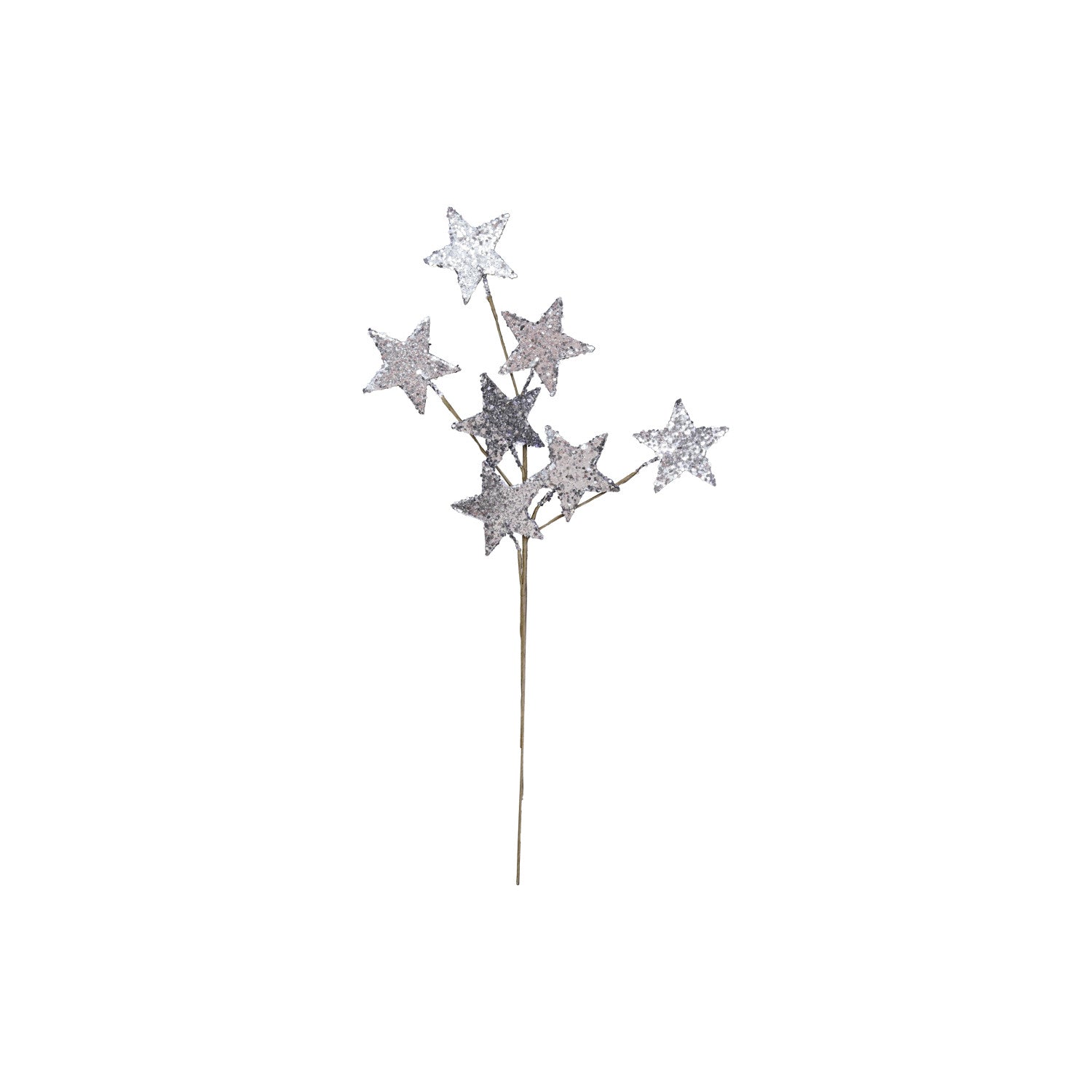 22"H Paper Star Spray, Silver Glitter Finish