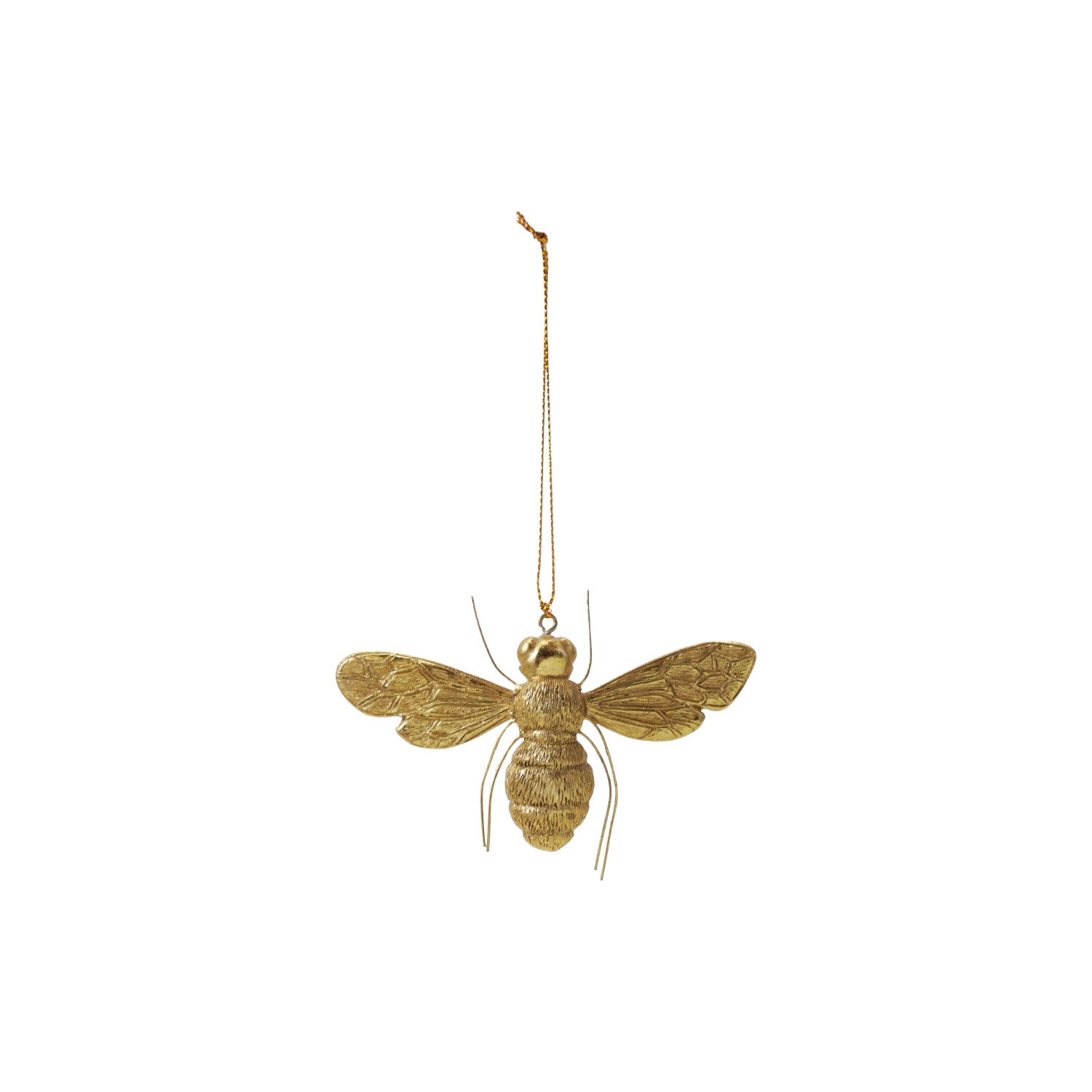2-3/4"H Resin Bee Ornament with Wire Legs, Gold Finish