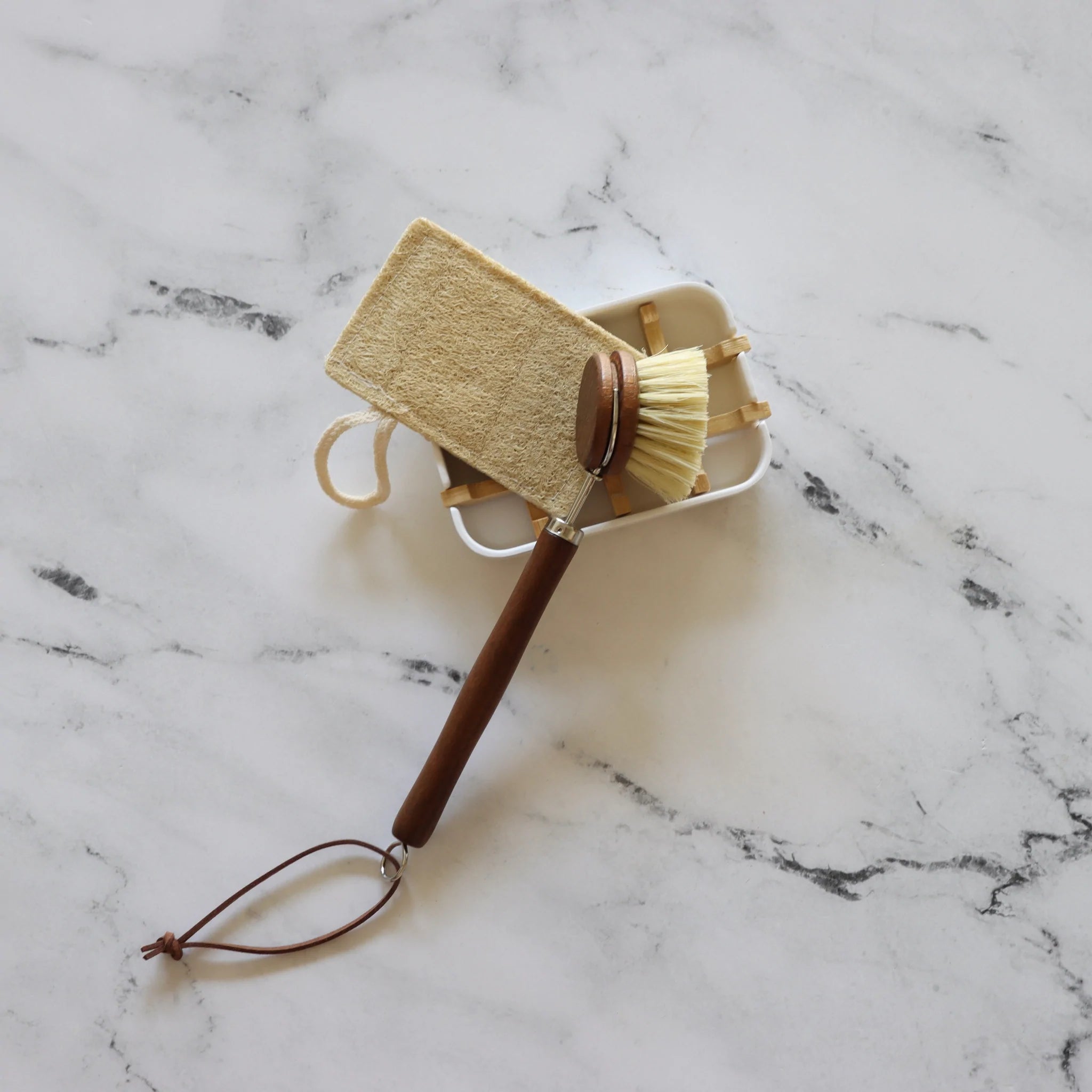 Beech Wood Brush with Leather Tie