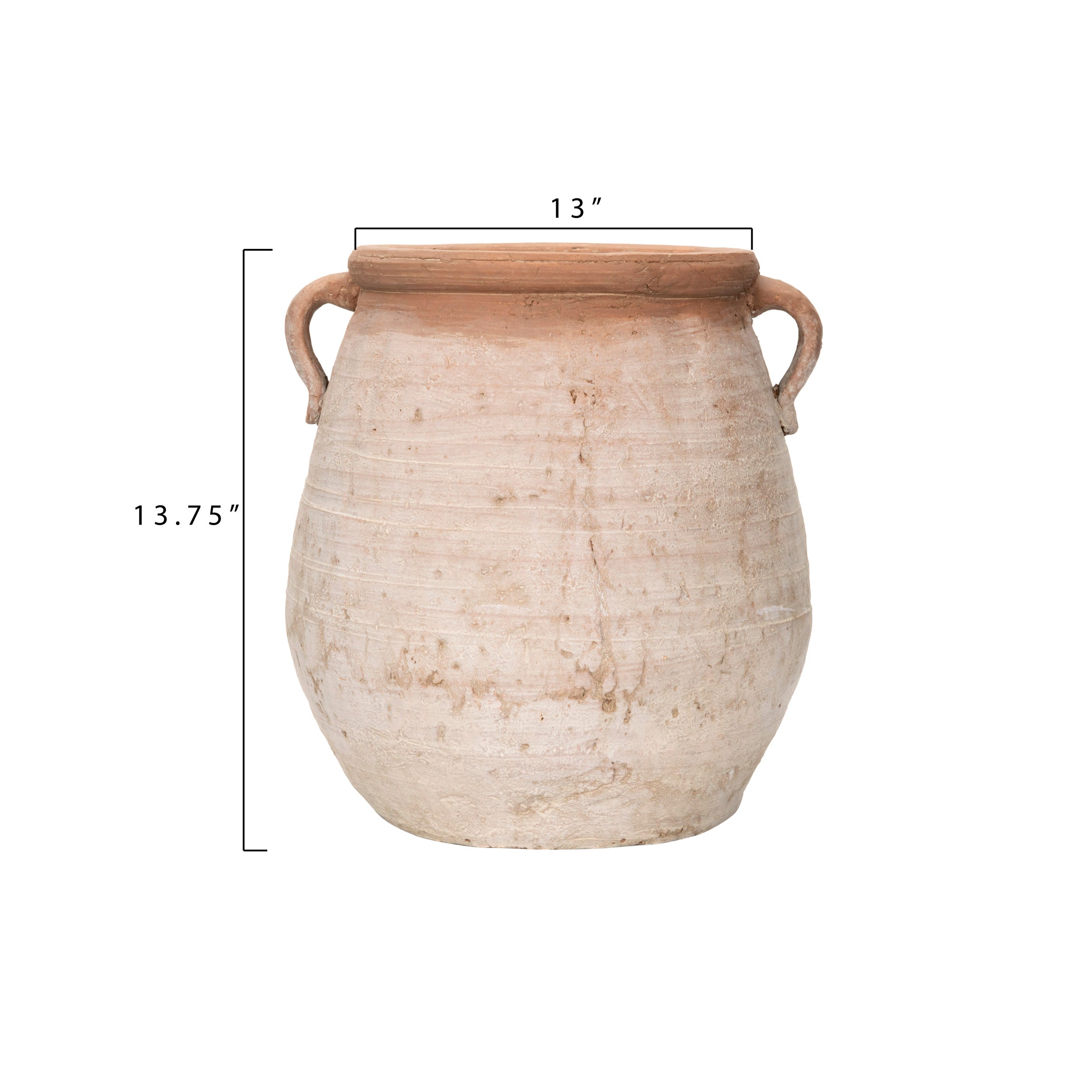 Terracotta Urn with Whitewash Finish