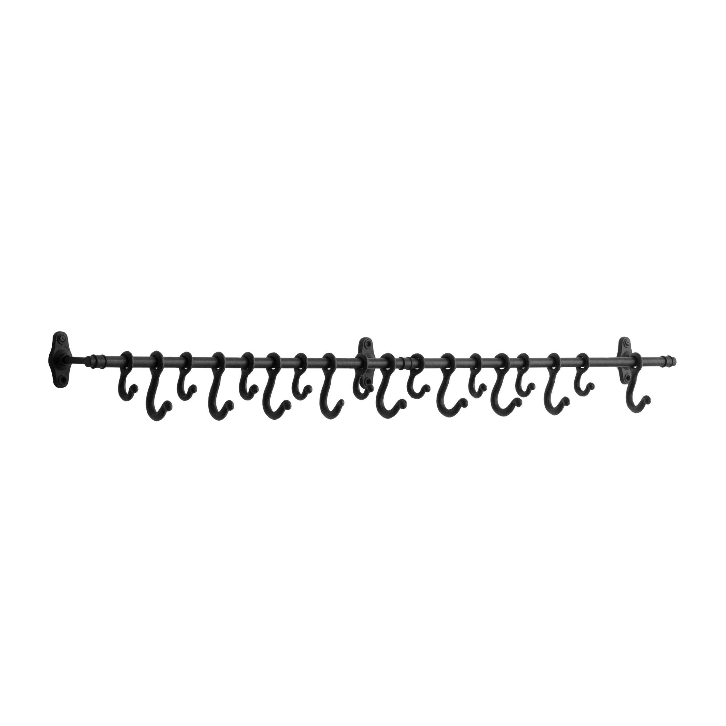 Blk Wall Rod with Hooks